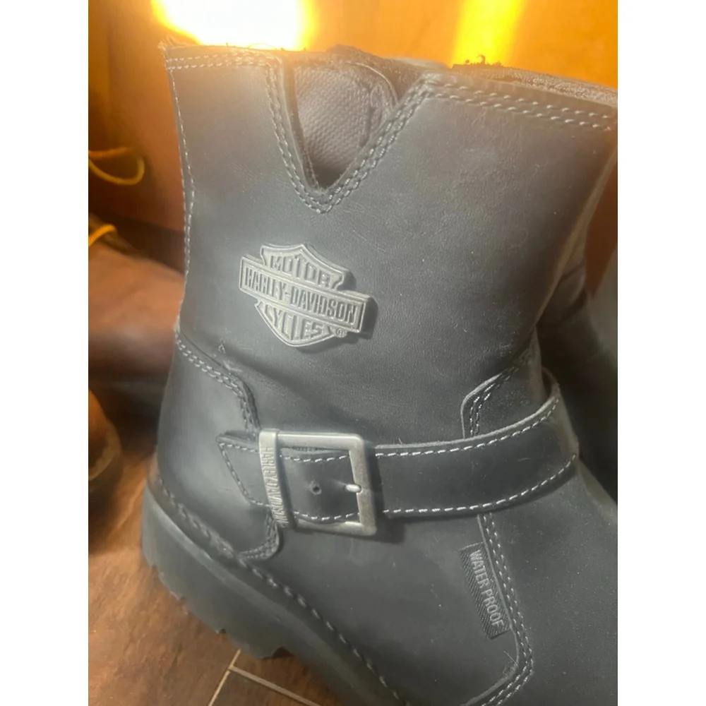 Men's Harley-Davidson Black Waterproof Motorcycle Boots Size 9 Williams 6.5”￼